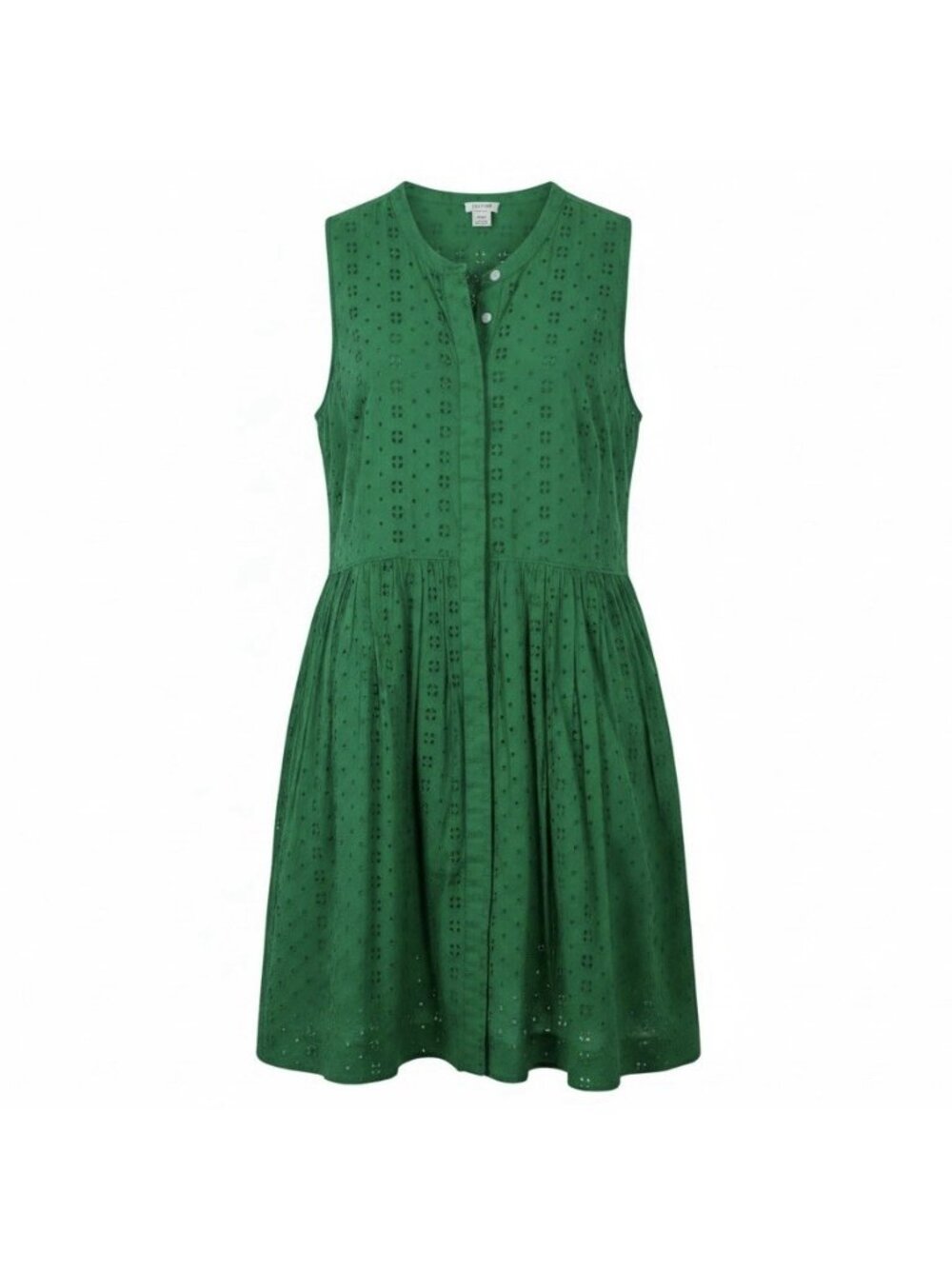 J.CREW Eyelet Shirt Dress Size XXL Warm Clover Kelly Green Sleeveless J0945